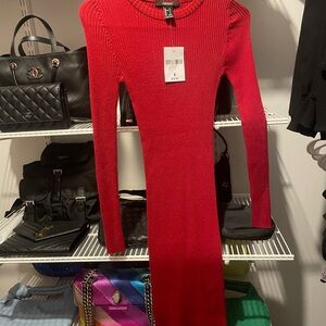 Forever 21 Red Knit Body con Mini Dress Small NWT